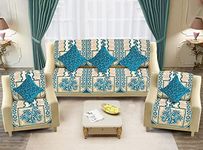 Dazzling DECOR Velvet Sofa Cover with Cushion Covers Set of 5 Seater - Premium Sofa Covers 3 Seater and 2 Seater Full Cover Set for Couch Seat - Heavy Fabric Sofa Slip Back Protector, 1001_Aqua