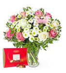 Flowers With Chocolates - Flowers - Fresh Bouquet - Birthday Flowers - Flowers Next Day - Thank You Flowers - Anniversary Flowers - Fresh Cut Flowers (Rose Meadows and Chocolates)