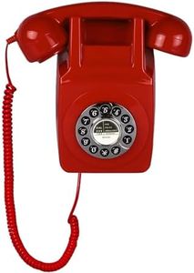 Wall Telephone, Corded Landline Phone for Home, Wall Mounted Retro Telephone, 1960s Old Fashion Antique Phones, Single Line Analog Trimline Phone with Loud Ringer for Seniors (Red)