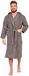 Adore Home Mens 100% Cotton Hooded Bathrobe Terry Towelling Shawl Collar Bath Robe Dressing Gown