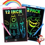 2 Pack 12 Inch LCD Writing Tablet for Kids, Colorful Drawing Tablet Toys for Girls Boys, Toddler Doodle Board Travel Games Activity Learning Toys(Blue+Pink)