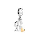 SBI Jewelry Women Initial Letter B Charm Compatible with Pandora Charm Bracelet Silver Charm Gold Heart Dangle gift Pendant Family Birthday Anniversary Mothers Day