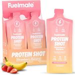 FUELMATE Strawberry Banana Liquid Collagen Easy Protein Shots - 15g Protein + 22 Amino Acids - Hydrolyzed Bovine Collagen Peptides for Skin, Hair & Joints - 10 x 1.29oz - Sugar, Dairy & Gluten Free