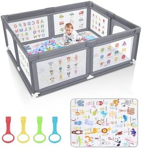 Voovc Premium Baby Playpen with Mat, 71x60 Inches Extra Large Playpen for Babies and Toddlers, Indoor & Outdoor Activity Center, Safety Baby Play Pen with Gate Prints