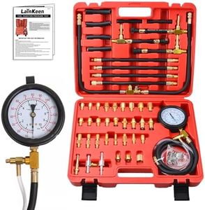 LainKeen Quick Connection Fuel Injection Injector Pressure Tester Gauge Tools Kit 0-140 PSI with 9.49,7.89,6.30 Fuel Line Fittings Suitable for More Engine