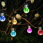 Solpex Hanging Solar Lights Outdoor,8 Pack Decorative Cracked Glass Ball Light, Solar Powered Waterproof Globe Lighting, Hanging Globe Solar Lights for Garden, Yard, Patio, Lawn, Flower Bed.