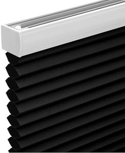 Changshade Cordless Cellular Shades, Blackout Honeycomb Shades for Windows, Pull Down Pleated Blinds, Easy to Install for Indoor Windows and French Doors,39" W x 72" H, Black