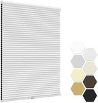 LazBlinds No Tools No Drill Cordless Cellular Shades, Blackout Honeycomb Shades Room Darkening Pleated Blinds for Window Size 21" W x 48" H, White