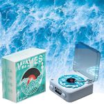 The Waves Vinyl Player,2024 New Bluetooth Vinyl Record Player,Waves Retro Vinyl Record Player with Adjustable Lights for Bedroom, Office, Party (blue)