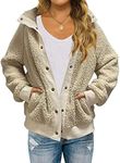 TECREW Womens Winter Sherpa Fleece Button Jacket Coat Loose Long Sleeve Outwear