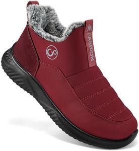 Alicegana Womens Snow Boots Winter Shoes Warm Fur Lined Ankle Booties Slip On Waterproof Boots Non Slip Women Boot, Red, 10