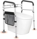 VEVOR Toilet Safety Rail, Folding Toilet Seat Frame, Adjustable Width & Height Fit Most Toilets, Supports 300lbs, Stand Alone Toilet Handles Grab Bars with Padded Arms for Handicap, Disabled, Seniors