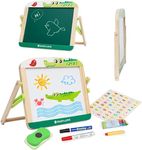 Wooden Kids Easel Foldable Mini Easel Desktop Drawing Board Double-Sided Whiteboard & Chalkboard Wooden Tabletop Art Easel with Letters and Numbers Board for Boys Girls 3 4 5 6 7 8 Years