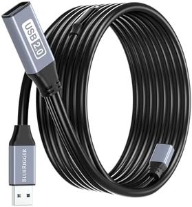 BlueRigger USB Extension Cable (15M, USB 2.0, Active, Type A Male to Female, Repeater Cable) - Compatible with Game Consoles, Printer, Camera, Webcam, Flash/Hard Drive, Keyboard