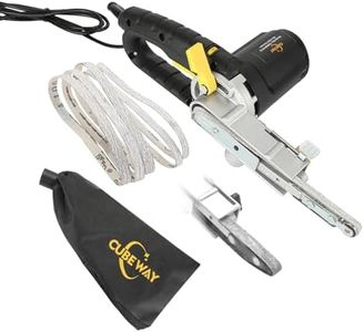 CUBEWAY Electric Mini Belt Sander, Belt Grinder 400W with 300-1700RPM Variable Speed Detailing File Sander with 2 Threads (3/8" x 18" and 1/2" x 18") and 6 Sanding Belts for wood, metal, and plastics