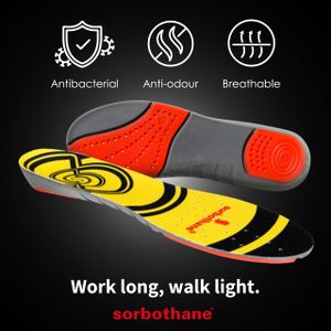 Double Strike Insoles for Men & Women – Shock Absorbing Arch Support, Antibacterial Shoe Inserts for Plantar Fasciitis, UK Sizes 3-12.5