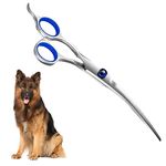 Sage Square Dog Grooming Down Curved Scissor, Heavy Duty, Titanium, Curved, Easy to use, Perfect Grip, Adjustable Screw, Beautiful, Polished, Shiny, Perfect for Dog & Cat Grooming (15cm)