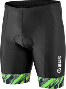 SLS3 Triathlon Shorts Mens - Padded Tri Shorts Mens Triathlon Shorts - 8" Swim Bike Triathalon Shorts, 4 Pocket FRT (Black/Green Icon, Small)
