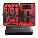 Scienbeauty Manicure Set Grooming Kit for Man, Nail Clippers Kit 23pcs in 1 Professional Stainless Steel Nail Care Tools Pedicure Kit with Leather Travel Case (Black/Red)