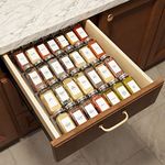 GZOOGHOME Spice Drawer Organizer with 28 Spice Jars and 378 Spice Labels, Seasoning Rack Tray Insert for Kitchen Drawers, 12.8" Wide x 17.5" Deep