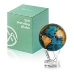 MOVA Globe - Cerulean Blue and Gold Classic (4.5") | Solar-Powered Rotating Globe | Desk Decor with Stand | No Batteries Needed | Modern Map Accent for Home or Office