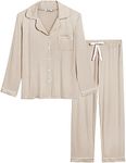 Joyaria Button up Pajamas for Women Buttery Smooth Bamboo Cooling Nightwear Long Sleeve Sleep Set S-XXL Cream