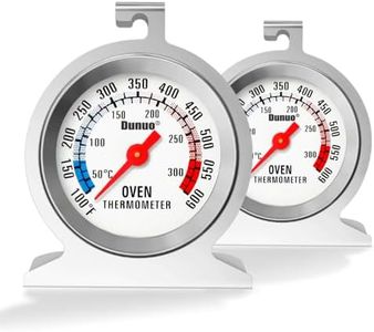 Dunuo 2-Pack Oven Thermometer for Gas and Electric Ovens, 50-300°C/100–600°F in-Oven Temperature Gauge, 304 Stainless Steel, Analog Instant Read, Oven Safe for Cooking & Baking, Pizza.