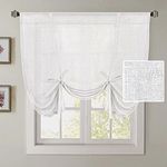 H.VERSAILTEX Tie Up Linen Curtains 63 Inch Length Nature Linen Textured Privacy Curtain Multi Hanging Ways Shade Balloon Window Shade Rod Pocket Casual Curtain - 42x63 - White