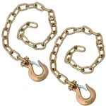 Boxer Trailer Safety Chain 1/4” x 35” 2 Pack - Grade 70 Transport Chain with Clevis Hook