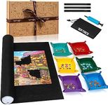 Tektalk Higher-Capacity Design, Jigsaw Puzzle Roll-up Mat in Delicate Packaging Box with with 6 Felt Sorting Trays & Hand Pump, for Saving and Storing for 2000, 1500, 1000, 500 Jigsaw Puzzle Pieces
