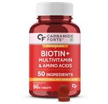 Carbamide Forte Biotin Tablets for Hair Growth | Biotin Supplement with 50 Multivitamin Ingredients for Women & Men | Hair Supplements for Women & Men | Hair Growth Tablets - 90
