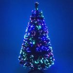 Abaseen 4ft Green Artificial Fibre Optic Christmas Tree | Xmas Tree with Color Changing Multicolor Fibre Optic for Indoor Decoration