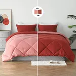 DAWNDIOR King Size Comforter Set Rose Bedding comforters & Sets Fluffy Down Alternative Farmhouse Thick Reversible Warm Lightweight Soft Bedding Duvet Insert for All Season