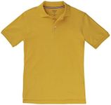 French Toast Boys' Short Sleeve Pique Polo Uniform Shirt (Standard & Husky), Gold, 10-12 Husky