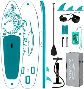FEATH-R-LITE Inflatable Paddle Board Stand Up Paddleboards for Adults SUP with Complete Premium Accessories Pump, Adjustable Paddle, Leash, Three Fins, Waterproof Phone Bag, Repair Kit, Backpack