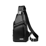 Leathario Leather Sling Bag for Men, Crossbody Shoulder Bag with USB Charging Port, Sling Backpack for Travel Hiking Business