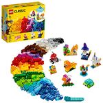 LEGO Classic Creative Transparent Bricks Building Set 11013, Wizard and Animal Figures Including Unicorn, Lion, Bird, and Turtle, Creative Building Set and STEM Toy for Preschool Learning