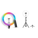 DIGITEK® (DRL-18 RGB) 18 Inch Multi-Color LED Ring Light with Remote Control & Smartphone Holder - A