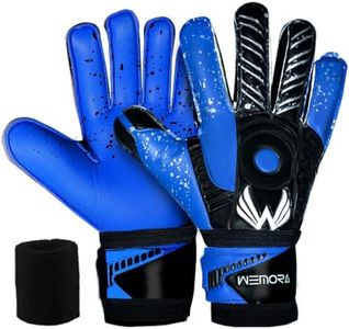 WEMORA Soccer Goalie Gloves Fingersave for Kids Youth Adults with 7.5MM Latex Palm Flexible Finger Spines Strong Grip Goalkeeper Gloves