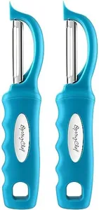 Spring Chef Premium Swivel Vegetable Peeler Set of 2, Stainless Steel Potato Peeler for Kitchen with Soft Grip Handle, Apple Peeler With Sharp Blades, Dishwasher Safe Food Peeler - Teal