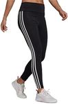 adidas womens High Rise 3-stripes 7/8 Tights Black/White X-Small