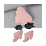 TSUGAMI 2PCS Sunglasses Holders for Car Sun Visor, Leather Automotive Glasses Eyeglass Hanger, Ticket Card Mount Clip for Women Men, Universal for SUV, Truck, RV, Van and More (Pink)