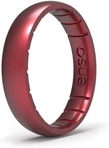 Enso Rings Thin Elements Silicone Ring – Stackable Wedding Engagement Band – 4.3mm Wide, 1.75mm Thick (Ruby-Colored, 3)
