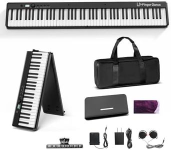 Finger Dance Folding Piano Keyboard 88 Keys, Portable Electric Keyboard with Bluetooth MIDI, Full Size Digital Piano, Wood Grain, Semi-Weighted, Touch Sensitive, with Storage Bag for Beginner