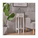 INMOZATA Telephone Table with Drawer Tall Slim Living Room End Table Side Table Corner Bedside Table White