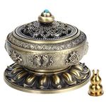 Kitchnexus Incense Censer Burner Holder Tibet Lotus Copper Alloy For Stick Cone Coil Incenses