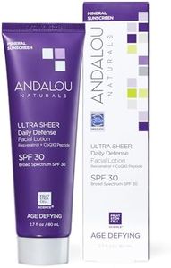 Andalou Naturals Age Defying Face Sunscreen, SPF 30 Zinc Oxide Mineral Sunscreen, Ultra Sheer Daily Defense Face Lotion, Helps Hydrate Skin, Gentle & Lightweight - 2.7 Fl. Oz.