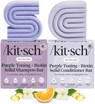 Kitsch Purple Shampoo & Conditioner Bar for Color Treated & Grey and white Hair, Made in Us, Toning Bar Shampoo & Conditioner for Blonde