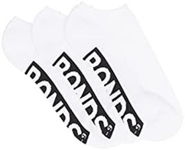 Bonds Men's Logo No Show Socks - 3 Pack, White (3 Pack), 11+ / Large