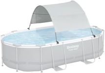 Bestway Flowclear Pool Canopy for 6' 11" to 11' 2" Above Ground Outdoor Oval or Rectangular Swimming Pools with UPF 40 Plus Sun Protection, Gray